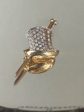 Gold-tone Pave Leaf Pin Brooch - Crystal Accent magician hat
